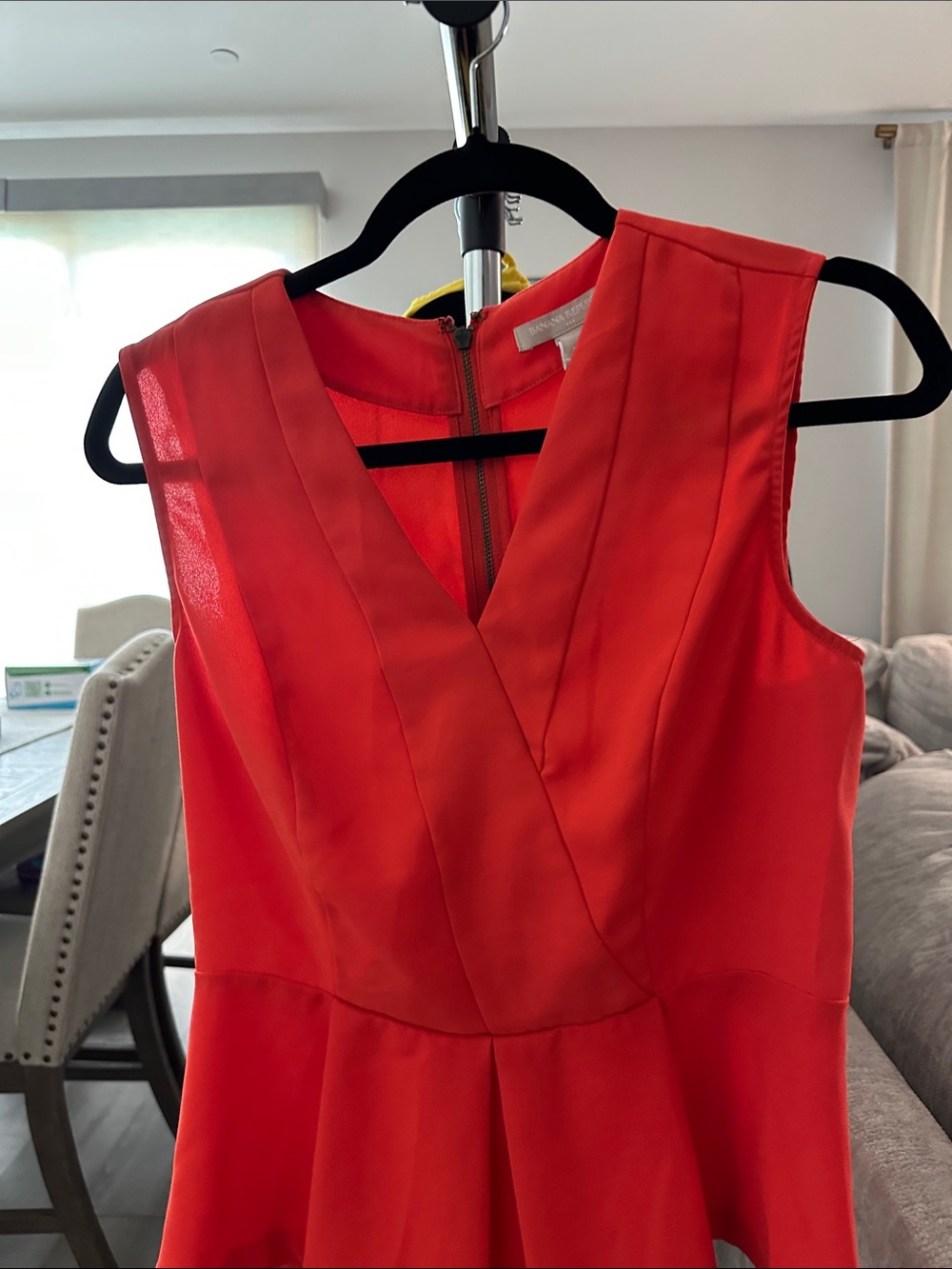 Banana Republic Sleeveless Red V-Neck Fit-and-Flare Dress